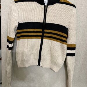 BDG Cream, Black, and Gold Striped Cardigan